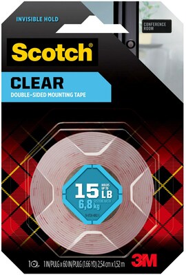 Scotch Double Sided Mounting Tape, 1 x 60, Clear (410S)