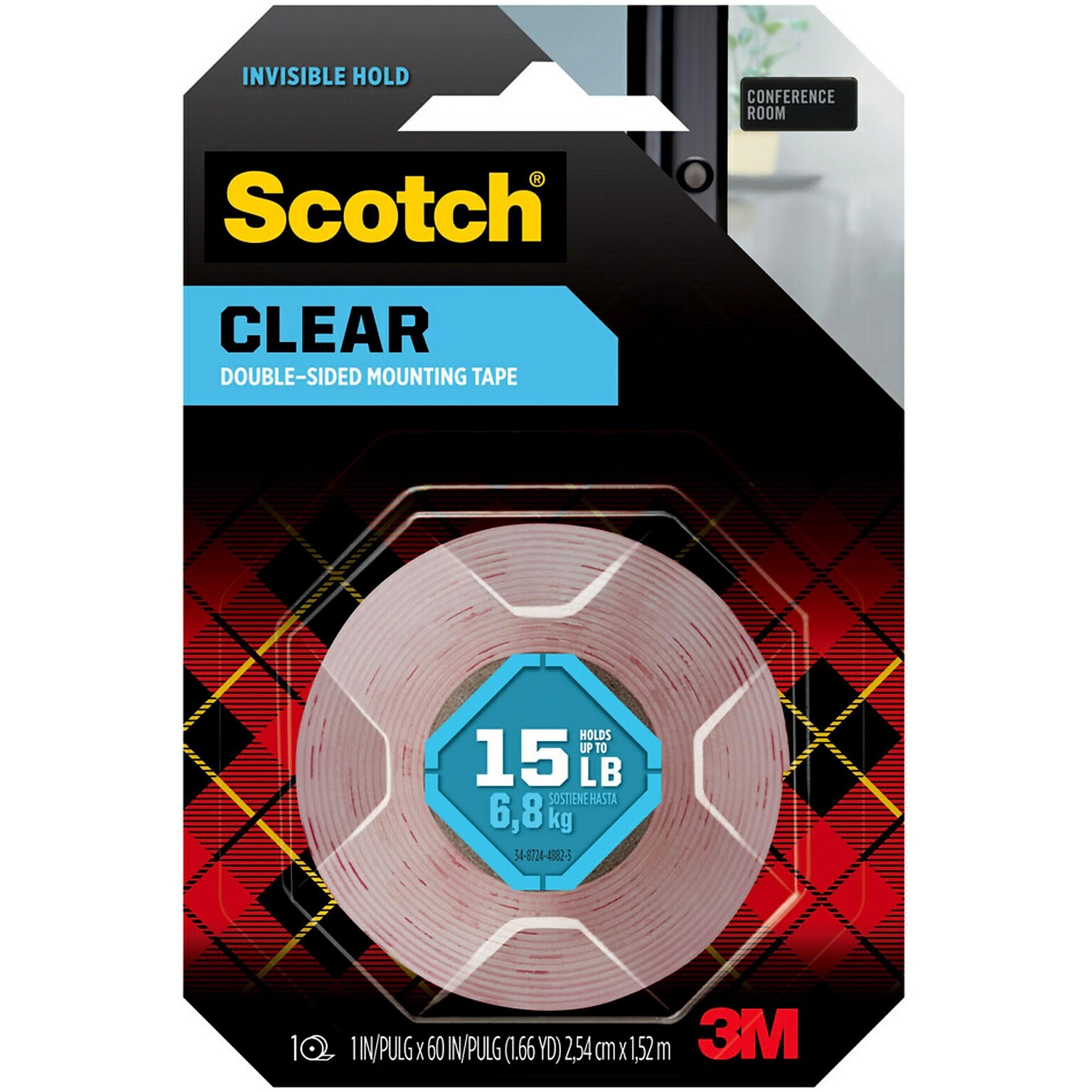 Scotch Double Sided Mounting Tape, 1 x 60, Clear (410S)