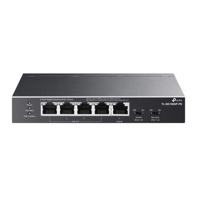 TP-Link 5-Port Gigabit PoE Unmanaged Switch, 1 Gbps, Black (TL-SG1005P-PD)