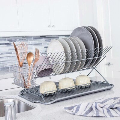 Better Houseware Jr. Plastic Dish Rack, Metallic (BTH14825)