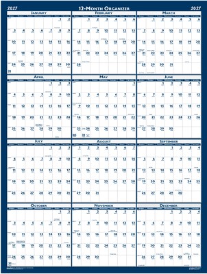 2027 House of Doolittle 18 x 24 Yearly Dry Erase Wall Calendar, Reversible, Blue (3960-27)