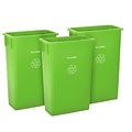 Alpine Industries Polypropylene Commercial Indoor Recycling Bin, 23-Gallon, Lime Green, 3/Pack (477-