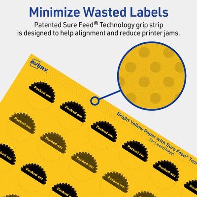 Avery Starburst Laser/Inkjet Multipurpose Labels, 1", Bright Yellow (480/Pack)