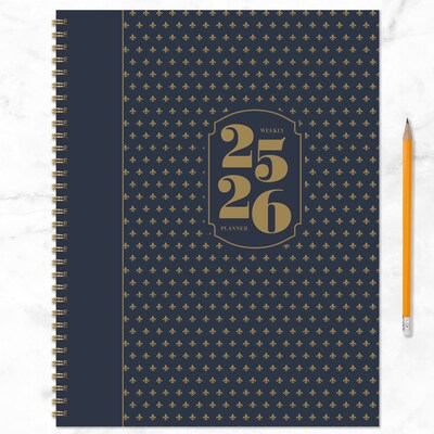 2025-2026 TF Publishing Fleur de Lis 9" x 11" Academic Year Weekly & Monthly Planner, Paperboard Cover, Multicolored (AY26-9712)