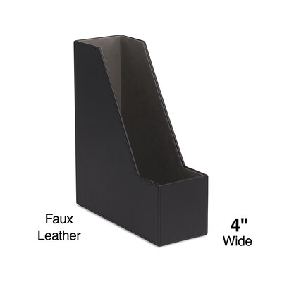 Quill® Magazine File, Faux Leather, Black
