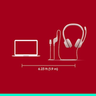 Logitech H390 USB-A Stereo Phone & Computer Headset, Rose (981-001280)