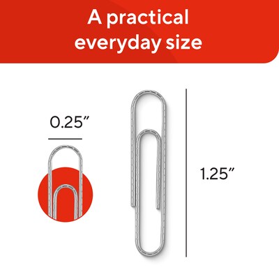 Staples Standard Paper Clips, Silver, 100 Clips/Pack, 10 Packs (A7026599A/50452)