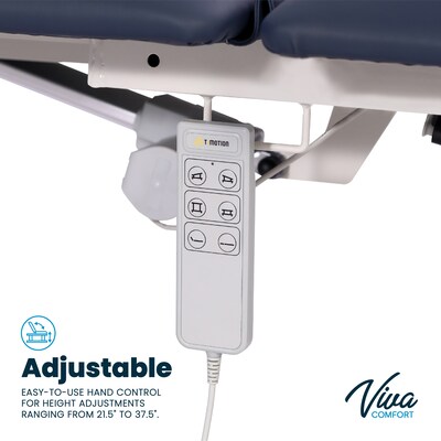 Viva Comfort Electric Height Adjust Imaging Exam Table with Drop Window and Stirrups, 550 lbs Capacity, Blue (ADI903-04-KIT-MK)
