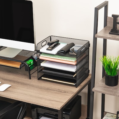 Mind Reader 5-Compartment Metal Desk Tray, Black (5MTROG-BLK)