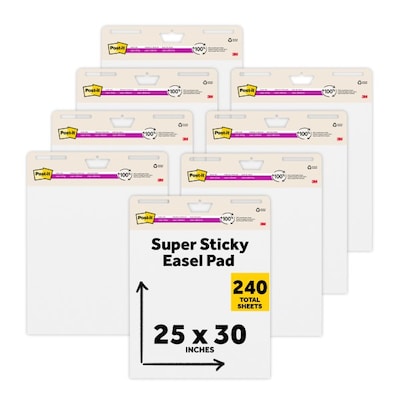 Post-it Recycled Super Sticky Wall Easel Pad, 25 x 30, 30 Sheets/Pad, 8 Pads/Pack (559RP-VAD8)