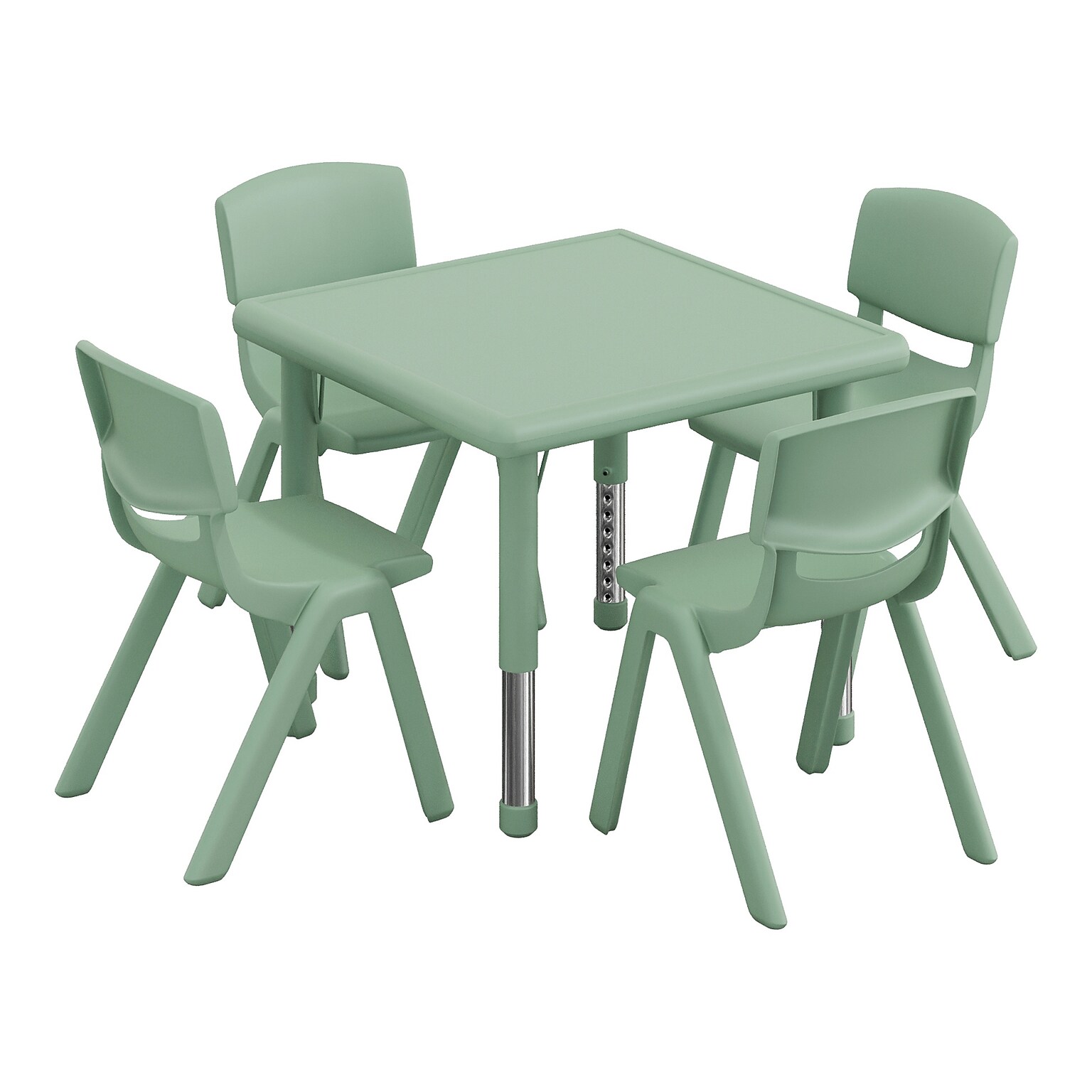 Flash Furniture Emmy Square Activity Table Set, 24 x 24, Height Adjustable, Sage (YCX232SQRTBSGEE)