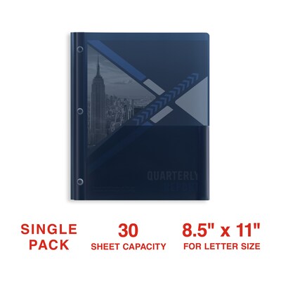 Staples® 2 Pocket Presentation Folder with Fasteners, Navy (26389)