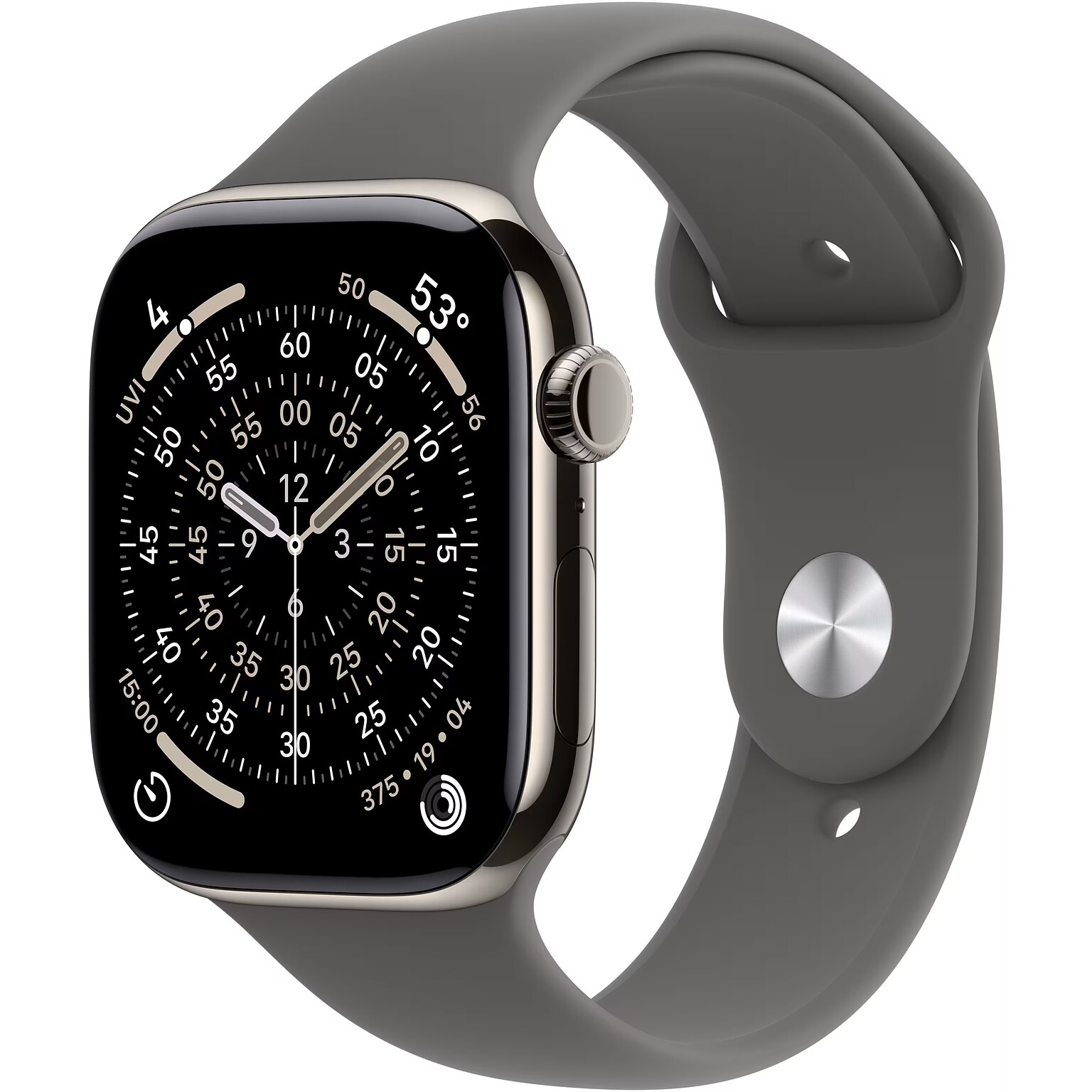 Apple Watch Series 11 GPS + Cellular Smartwatch, 42mm, Natural Titanium Case, Stone Gray Sport Band, Medium/Large (MF8N4LW/A)