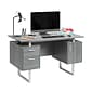 Techni Mobili 51.25"W Modern Office Desk with Storage, Gray (RTA-7002-GRY)