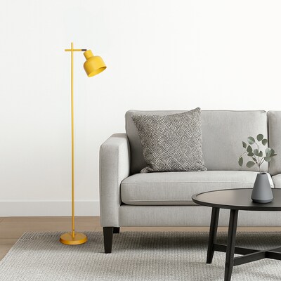 Simple Designs Sleek Essentials 54.72" Metal Floor Lamp with Round Shade, Yellow (LF1051-YLW)