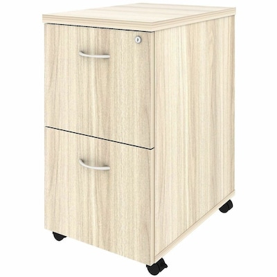 Lorell Essentials 2-Drawer Mobile Pedestal, Letter/Legal Size, Modern Elm/Silver Brush (LLR66329)