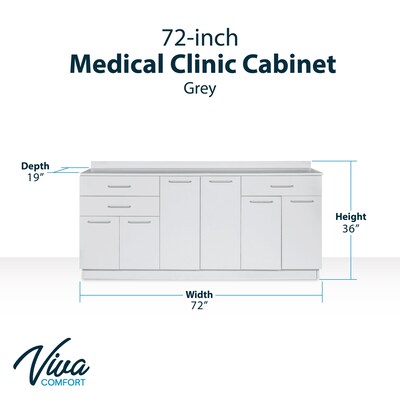 Viva Comfort 36.75H x 72W Exam Room Medical Cabinet, 6-Doors, 3-Drawers, Gray (ADIME902-BASE-72-NS-GRY-MK)