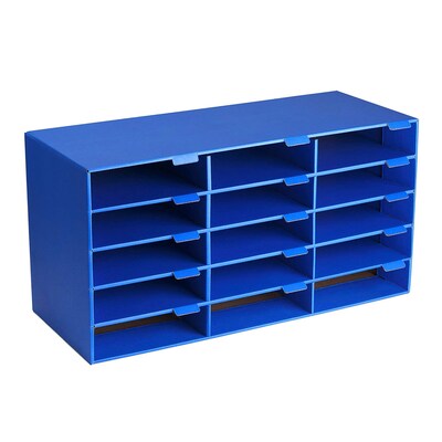 AdirOffice 501 Series 15-Compartment Literature Organizer, 32 x 13, Blue (501-15-BLU)