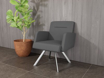 Lesro Willow Fabric Lounge Chair, Open House Graphite/Silver (WL1101.SSV-01OHGP)