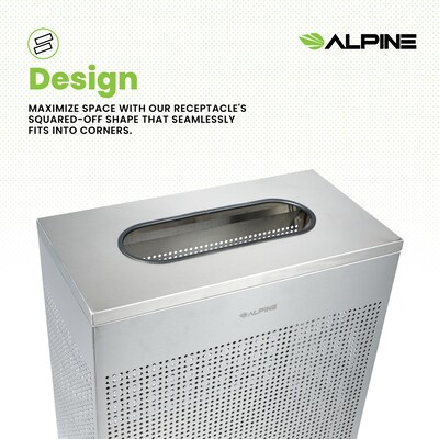Alpine Industries Stainless Steel Trash Can, 23 Gallon, Silver (ALP438-23-SS-MK)