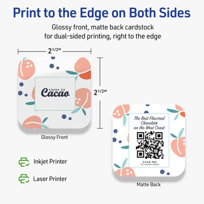 Avery Business Cards, 2-1/2" x 2-1/2", Glossy White, 450/Box (95327)