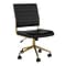 Martha Stewart Ivy Armless Faux Leather Swivel Office Chair, Black/Polished Brass (CH2209211BKGLD)