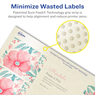 Avery Pearlized Ivory Rectangle Multipurpose Labels, 2.5" x 7", Ivory, 75/Pack (94247)