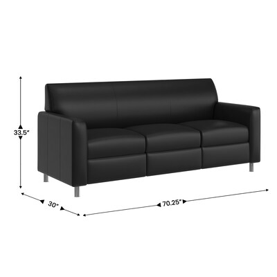 Flash Furniture Agent LeatherSoft Reception Sofa, Black/Chrome Legs (BT827U3BKCHR)
