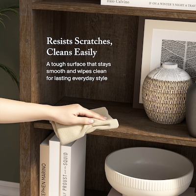 Bush Furniture Salinas 5-Shelf 63"H Bookcase, Ash Brown (SAB132ABR-03)