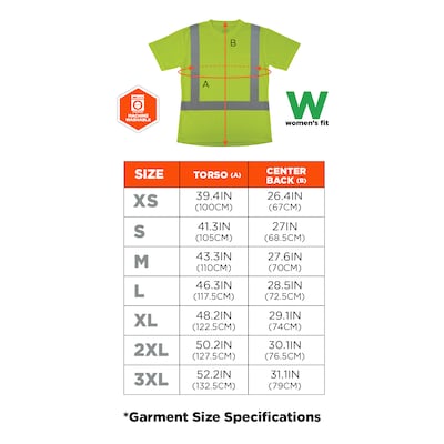 GloWear 8274 High Visibility Short Sleeve Women’s T-Shirt, ANSI Type R Class 2, Lime, X-Large (22075)