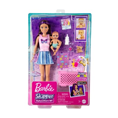 Mattel Barbie Skipper Babysitters Inc Dolls and Playset, 4/Pack (HJY33)