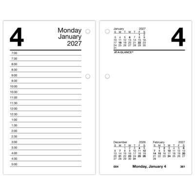 2027 AT-A-GLANCE 6 x 3.5 Daily Calendar Refill Pages, White/Black (E717R-50-27)