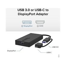 Plugable USB 3.0/USB-C to DisplayPort Adapter, Black (UGA-DP-S)