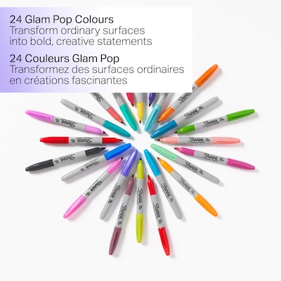  SHARPIE Permanent Markers, Ultra-Fine Point, 80s Glam Colors,  24 Pack : Office Products