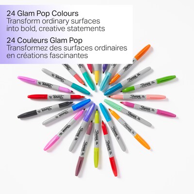  SHARPIE Permanent Markers, Ultra-Fine Point, 80s Glam Colors,  24 Pack : Office Products