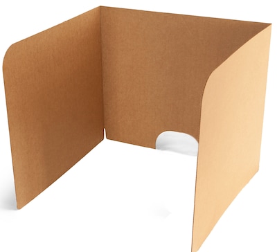 Classroom Products Foldable Cardboard Freestanding Privacy Shield, 24H x 28W, Kraft, 10/Box (2410