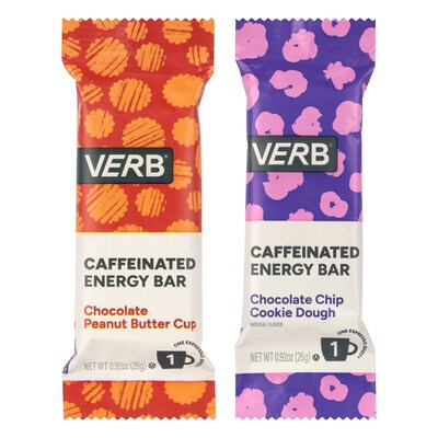 VERB Caffeinated Gluten Free Assorted Energy Bar Variety Pack, 0.92 oz., 32/Pack (600-04178)