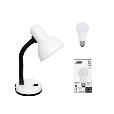 Simple Designs Basic LED Desk Lamp, 14.25", White (LD1003-WHT-LB)
