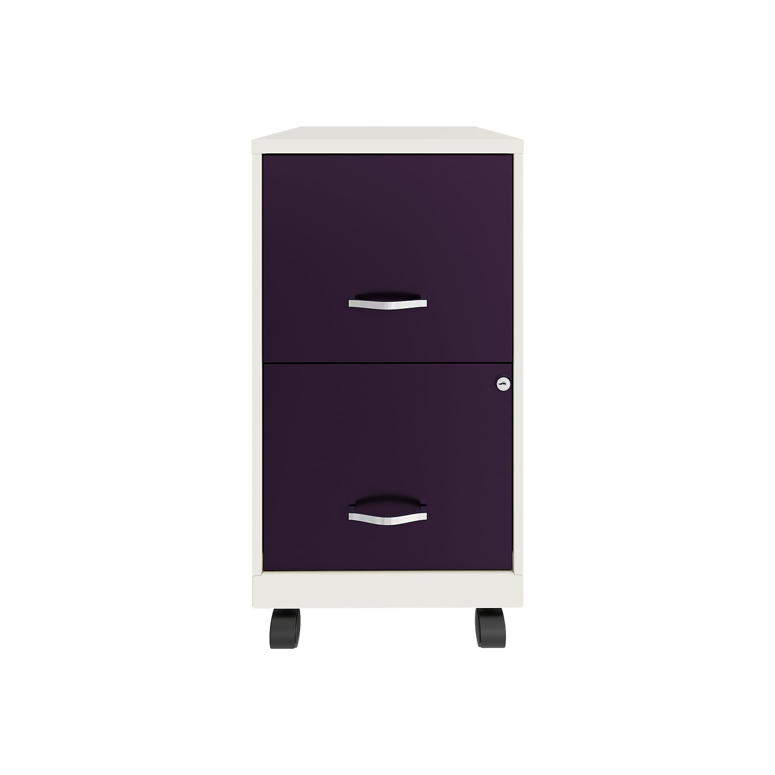 Space Solutions SOHO Smart File 2-Drawer Mobile Vertical File Cabinet, Letter Size, Lockable, Pearl White/Midnight Purple(25336)