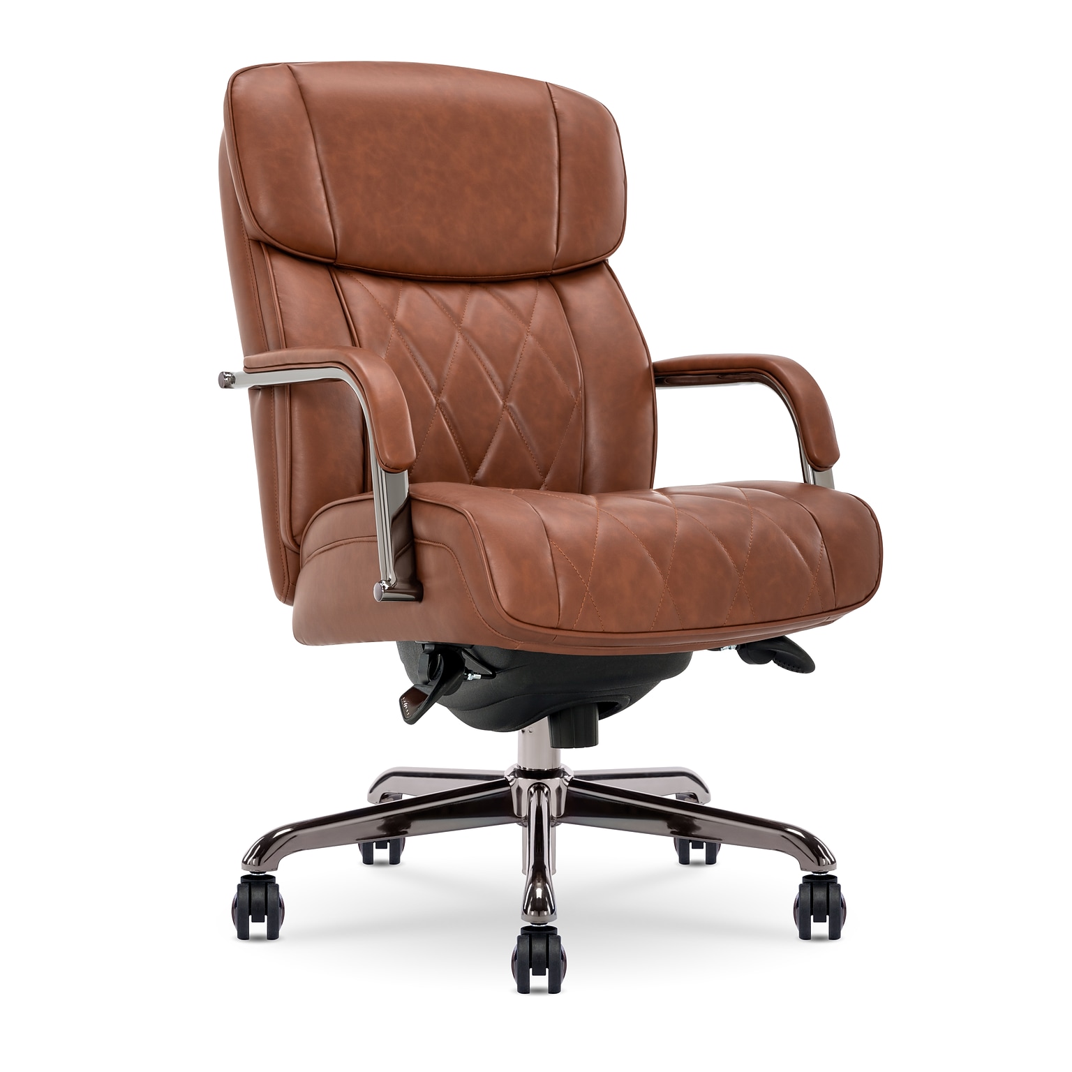 La-Z-Boy Symphony Ergonomic Bonded Leather Swivel Executive Chair, Cognac and Graphite (CCHR10013C)
