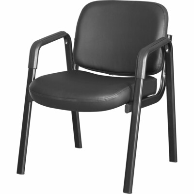 Lorell Deluxe Leather 4-Leg Guest Chair, Black (LLR84594)