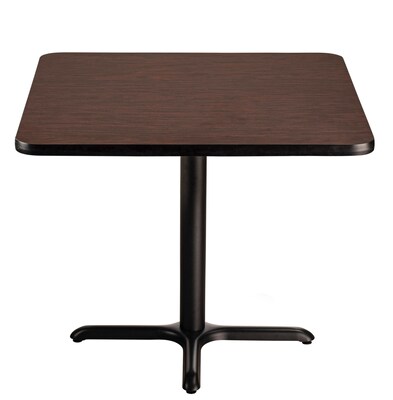 NPS CT Series 36" Square 30" Height Cafe Table, X Base, Black Frame/Mahogany Top (CT33636XDPBTMMY)