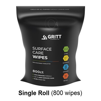 Gritt Commercial Wipe & Wipe Dispenser Starter Kit, Black, 800 Wipe Count (GRI509-BLK-RW)