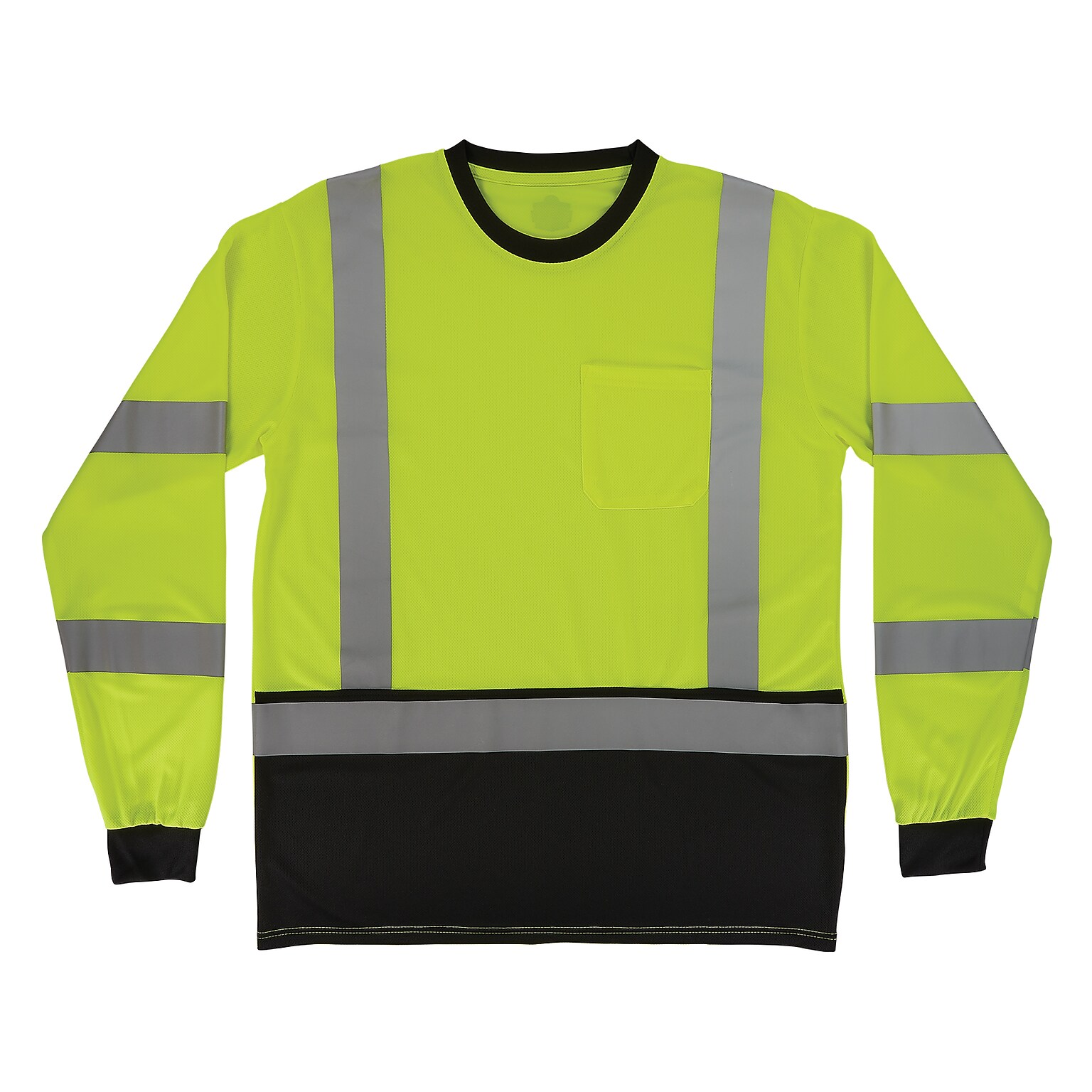 Ergodyne GloWear 8369BK High Visibility Long Sleeve Black Bottom T-Shirt, ANSI Type R Class 3, Lime, X-Large (22205)