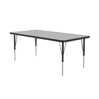 Correll Rectangular Activity Table Set, 60" x 30", Height Adjustable, Gray Granite (AP2-A3060TFREC-15-09-09-8-18)