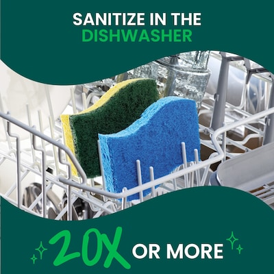 Scotch-Brite Heavy Duty Sponge with Scrubber, Green/Yellow, 6/Pack (426)