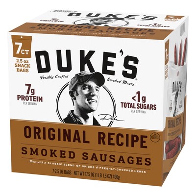 Dukes Original Smoked Shorty Sausages, 2.75 oz., 7 Bags/Carton (GOV02173)