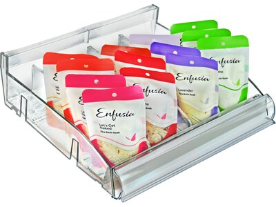 Azar 3.5 x 12 Pegboard 6-Compartment Cosmetic Tray, Clear, 2/Pack (225899-DIVIDER-2PK)