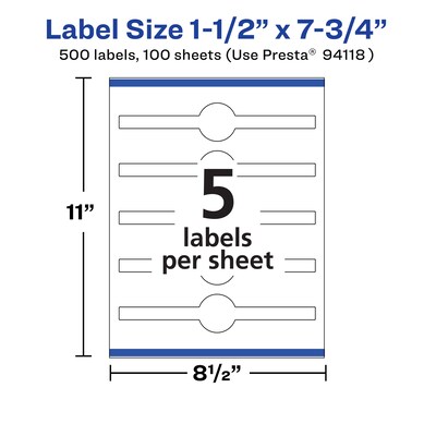 Avery Laser/Inkjet Decorative Edge Multipurpose Labels, 1.5" x 7.75", White, 500 Labels/Box (94118)
