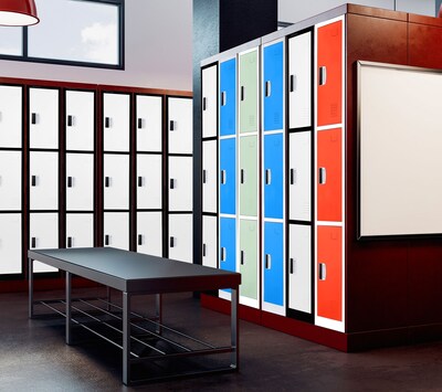 AdirOffice 72H 3-Tier Black/White Storage Locker (ADI629-203-B-W-DL)
